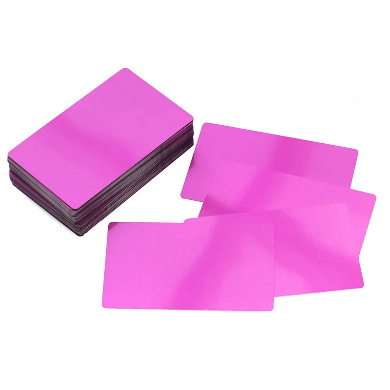 RXBC2011 بطاقات عمل معدنية فارغة RXBC2011 نقش بالليزر ألومنيوم بنفسجي عبوة من 100 - Image 5